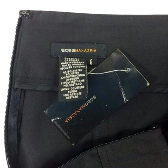 BCBGMaxAzria Black Flat Front High Waist Back Seamed Straight Leg Dress Pants - Picture 9 of 12